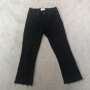 EUC PAIGE Black Denim Rory Crop Flare, Size 28